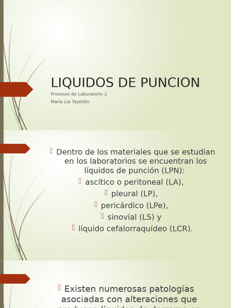 Liquidos De Puncion PDF Fluido Cerebroespinal Especialidades Medicas