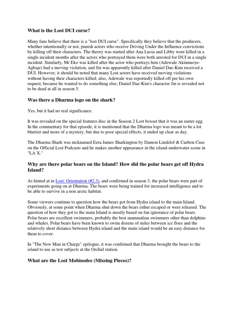 Lost DUI Curse Explained | PDF | Young Adult
