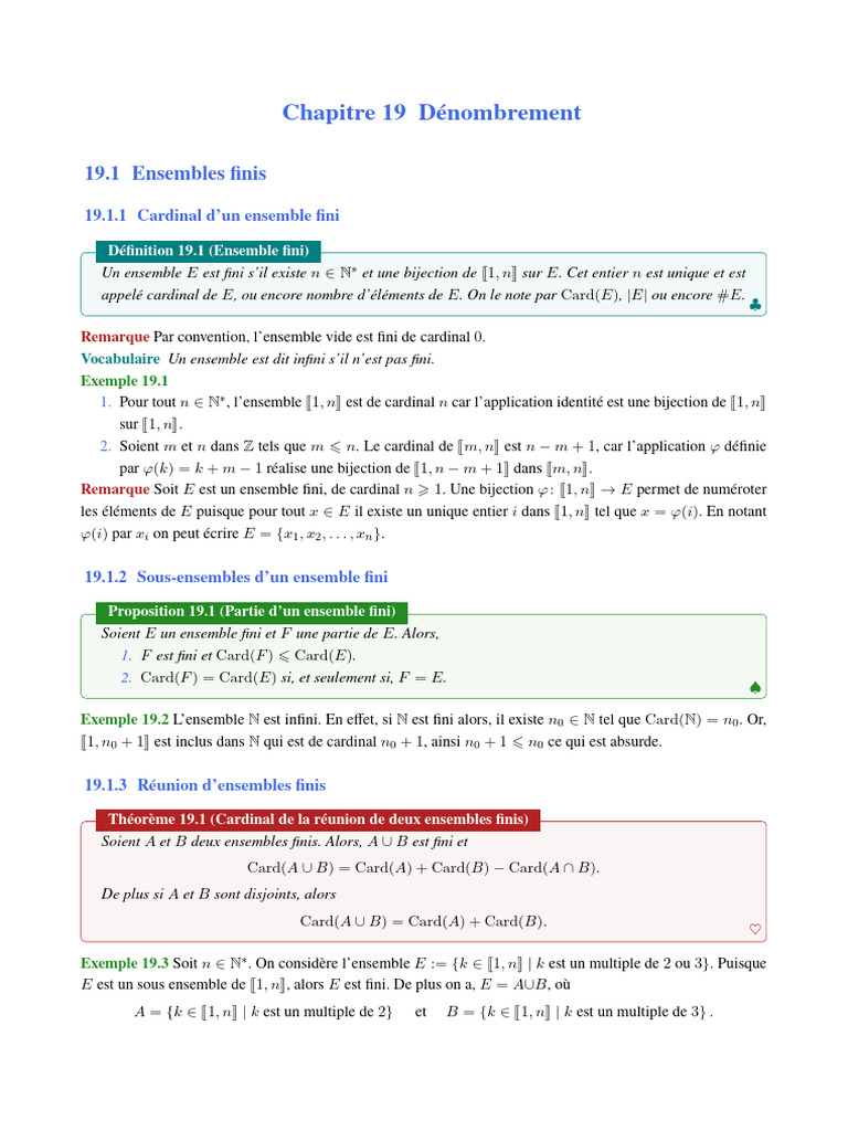 Cardinal d'un ensemble fini | PDF | Ensemble (Mathématiques) | Objets ...