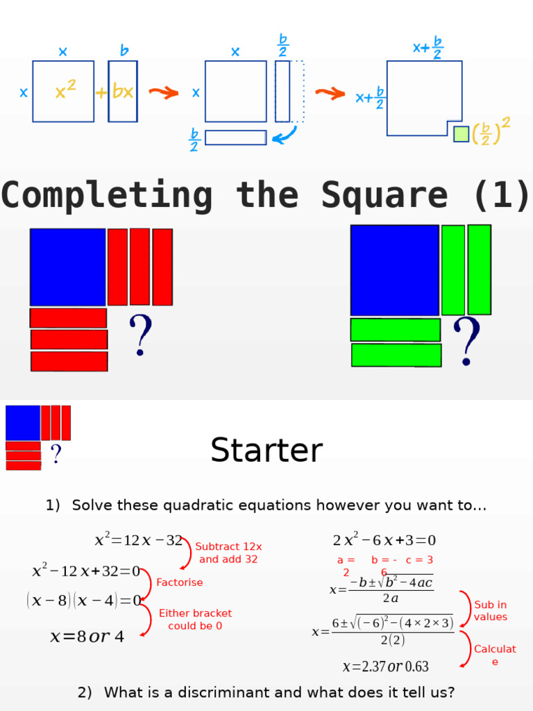 Completing The Square | PDF | Quadratic Equation | Mathematical Objects