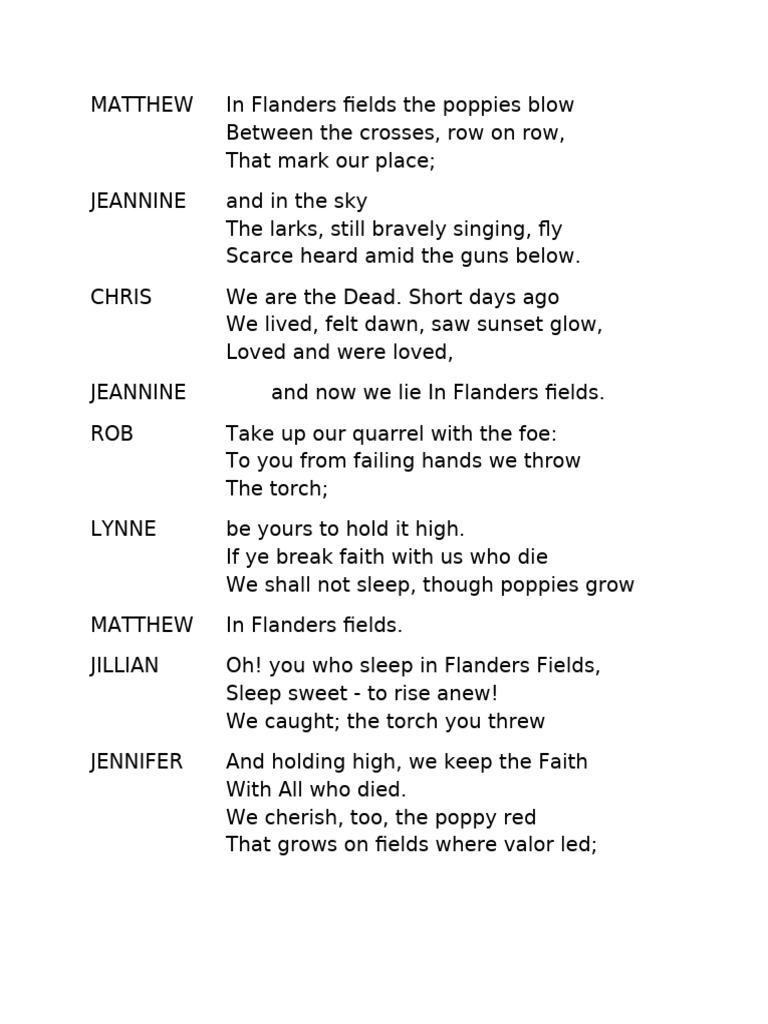 In Flanders Fields Script Breakdown | PDF