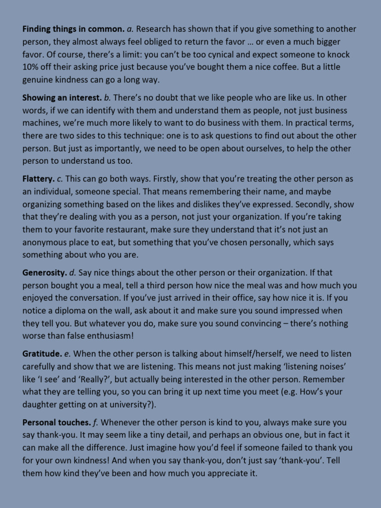 Building Rapport Through Kindness | PDF