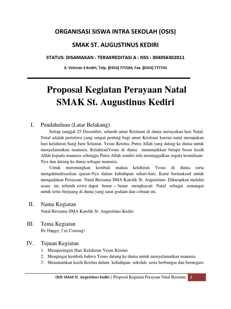 Proposal Kegiatan Perayaan Natal Bersama