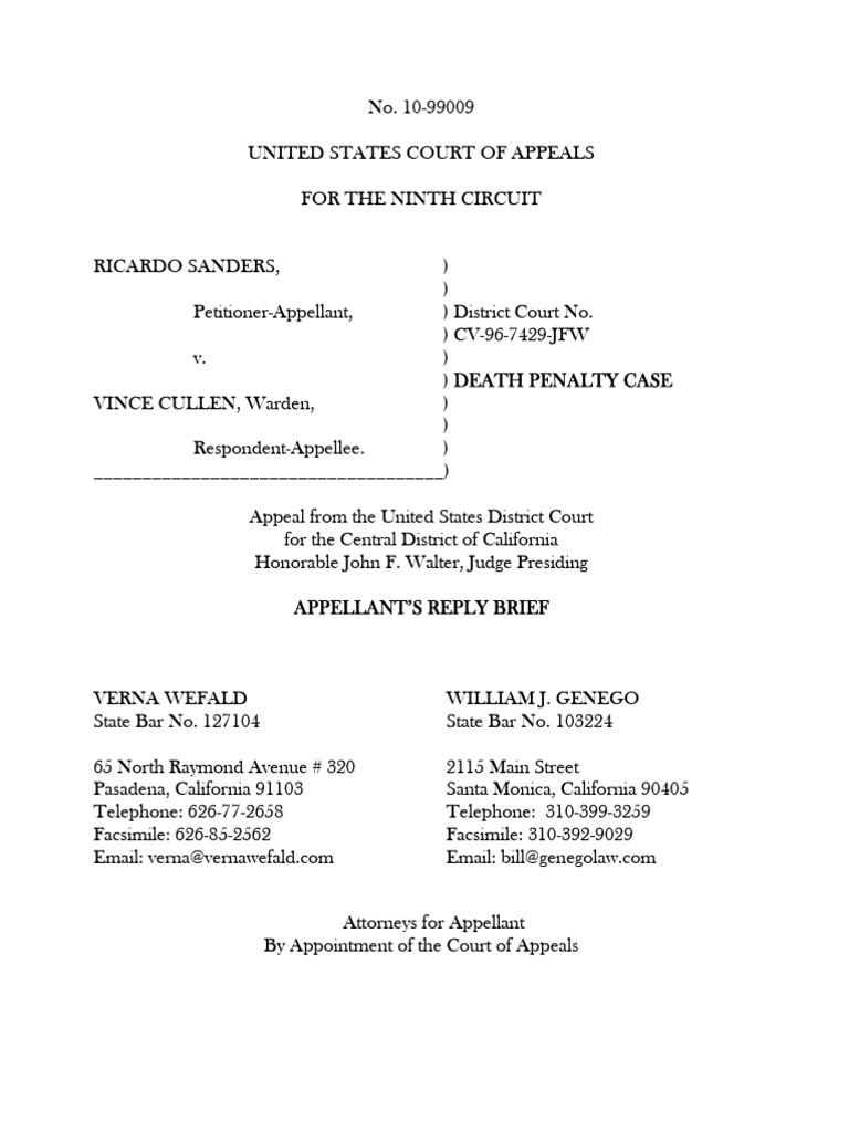 Ninth Circuit Death Penalty Appeal | PDF | Witness | United States ...