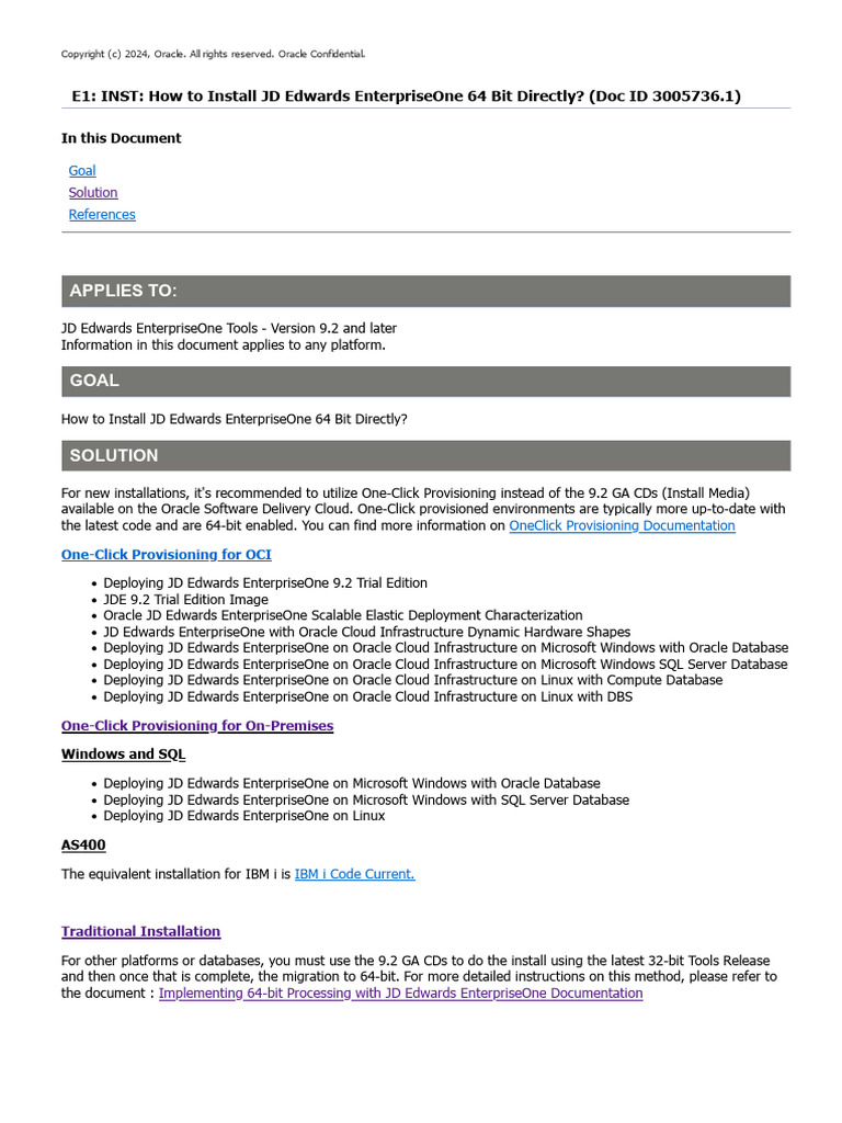 E1 INST How To Install JD Edwards EnterpriseOne 64 Bit Directly (Doc ID ...