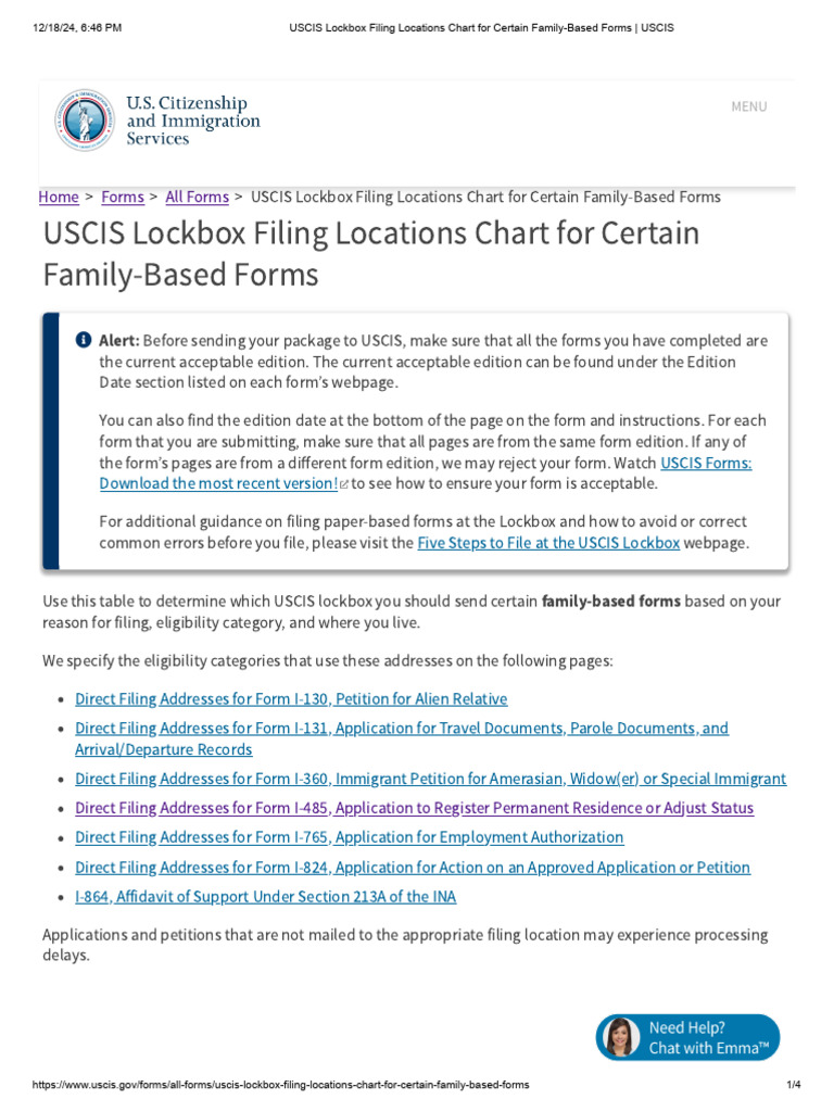 USCIS Lockbox Filing Locations Guide | PDF | The United States ...
