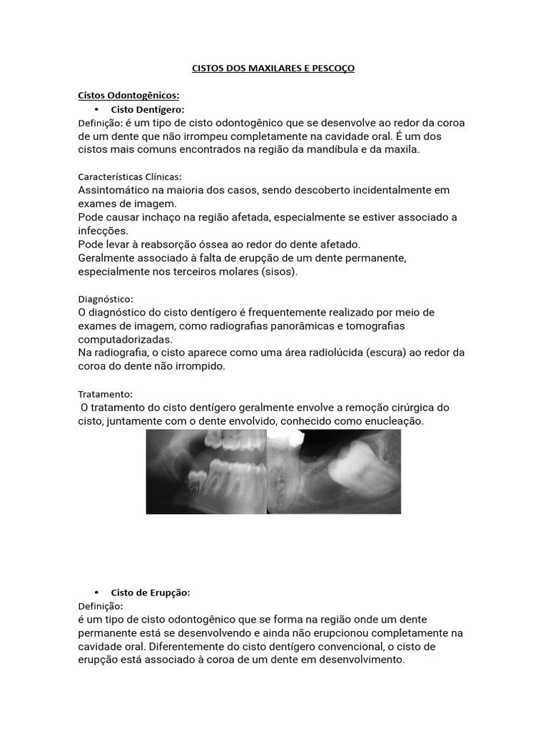 Cistos Dos Maxilares e Pescoço | PDF | Dente humano | Imagiologia médica, image size:768x1024