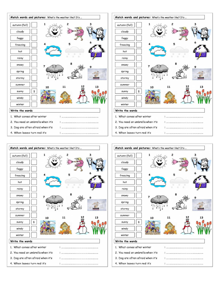 Weather-Match The Words and The Pictures | PDF