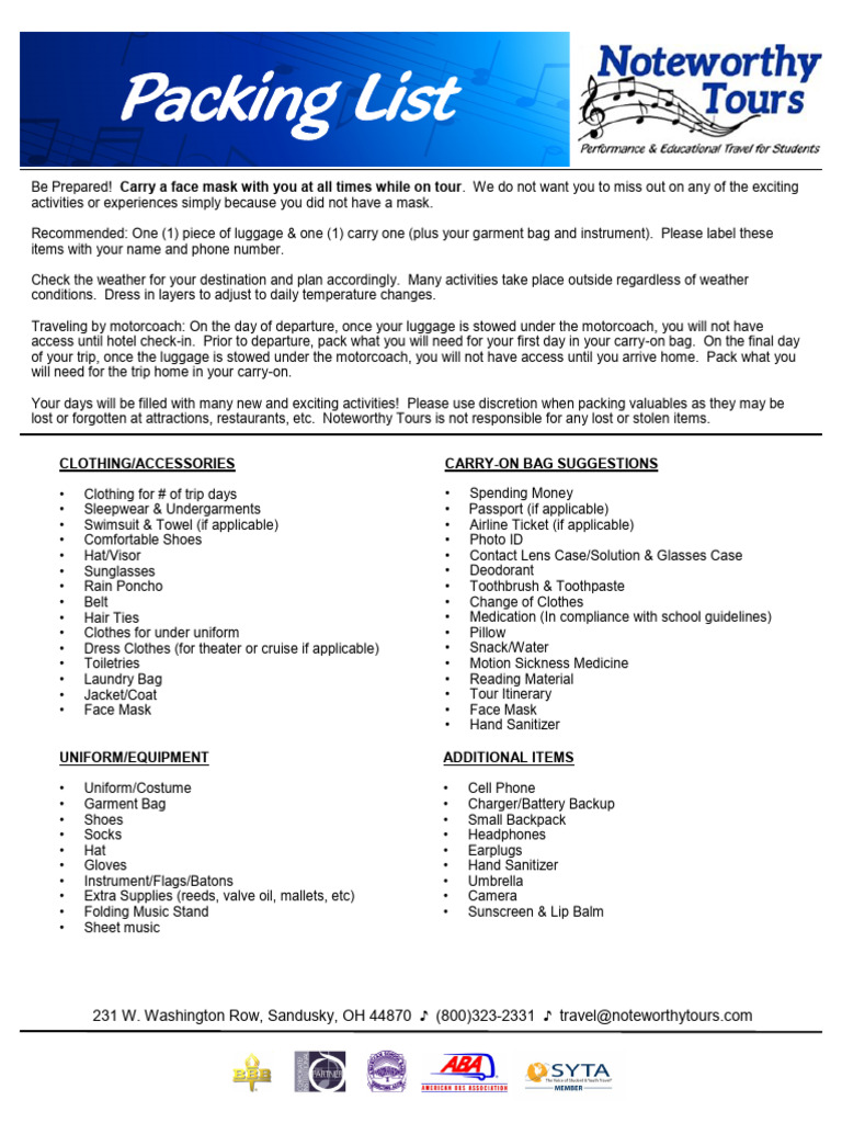 Packing+List+-+7-27-22 | PDF | Clothing | Consumer Goods