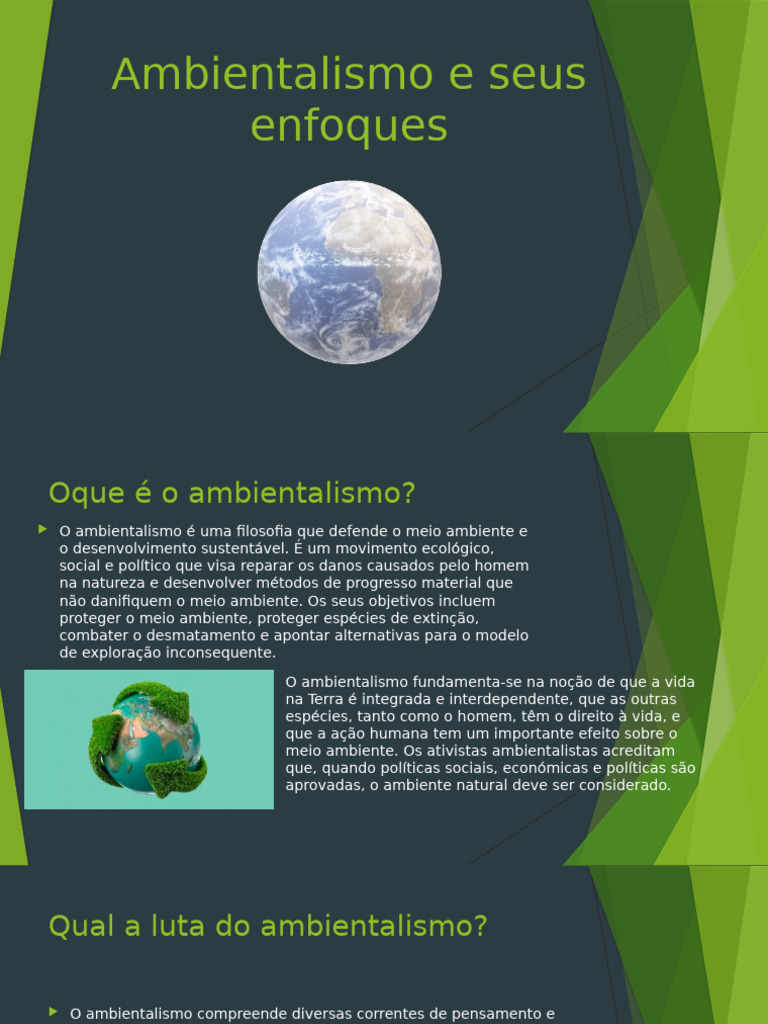 Enfoques do Ambientalismo e Seus Movimentos | PDF | Movimento ...