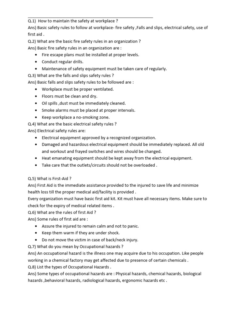 Maintain Healthy, Safe and Secure Working Environment | PDF | Hazards ...