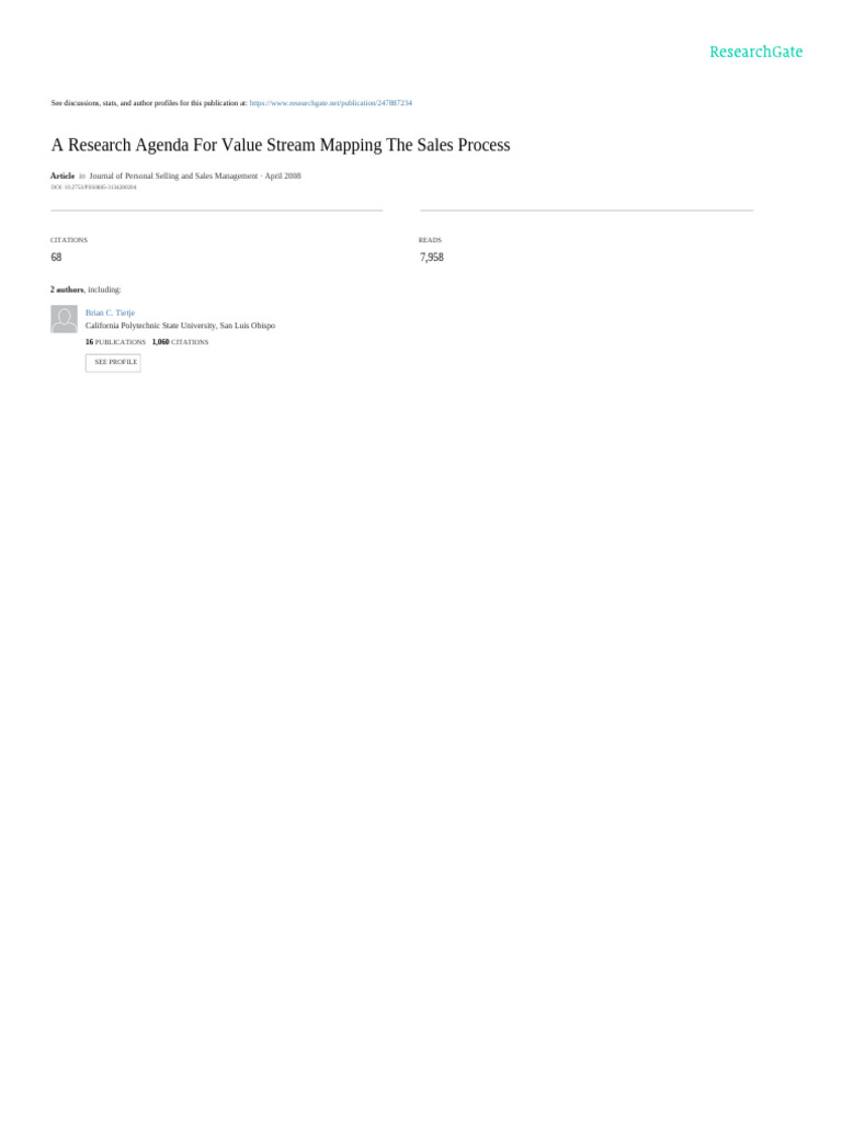 A research agenda for value stream mapping the sales process pdf