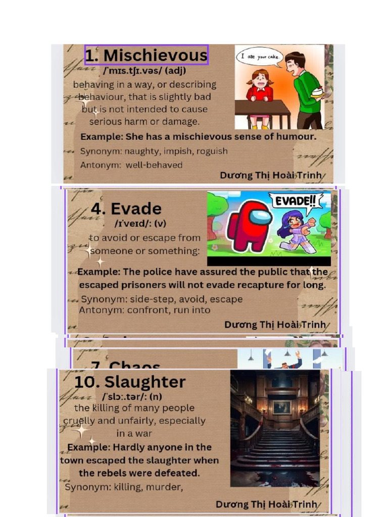 Vocabulary Quiz: Image and Word Meanings | PDF