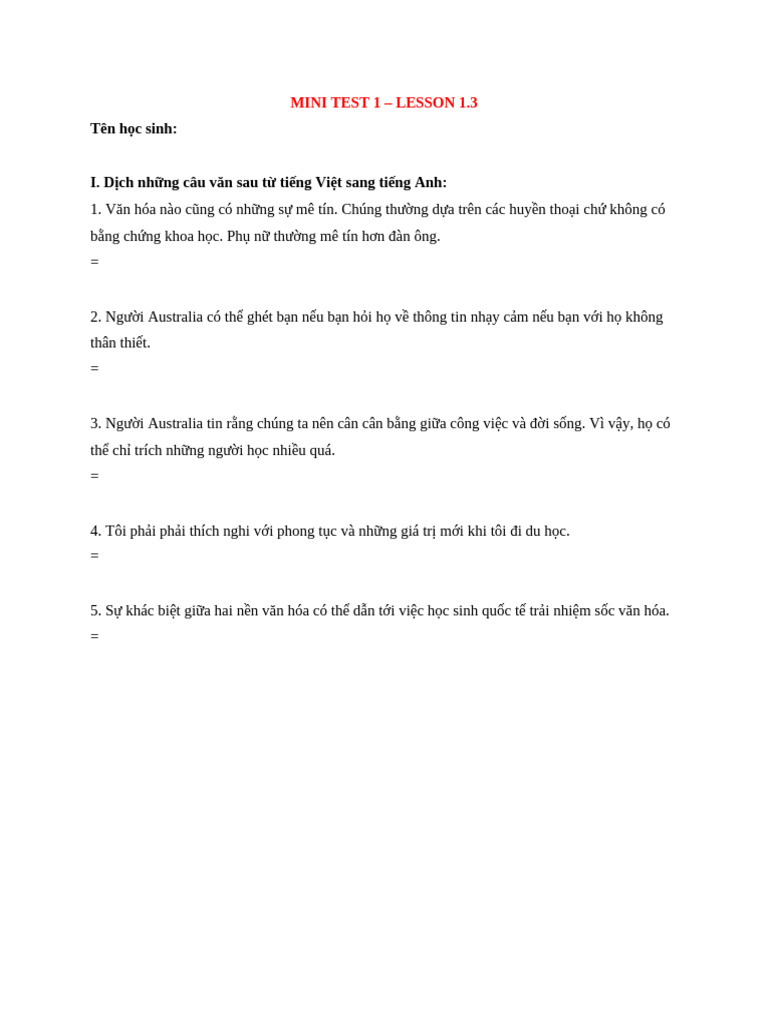 Mini Test 1.2 | PDF | Cognitive Science | Social Psychology