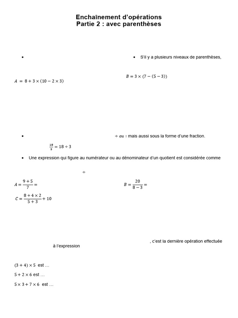 Multiplication avec Parenthèses | PDF | Multiplication | Division