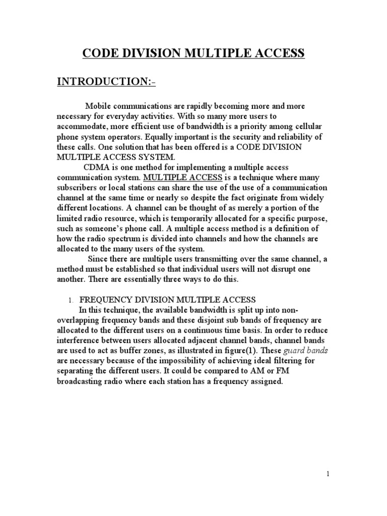 Code Division Multiplex Access | PDF
