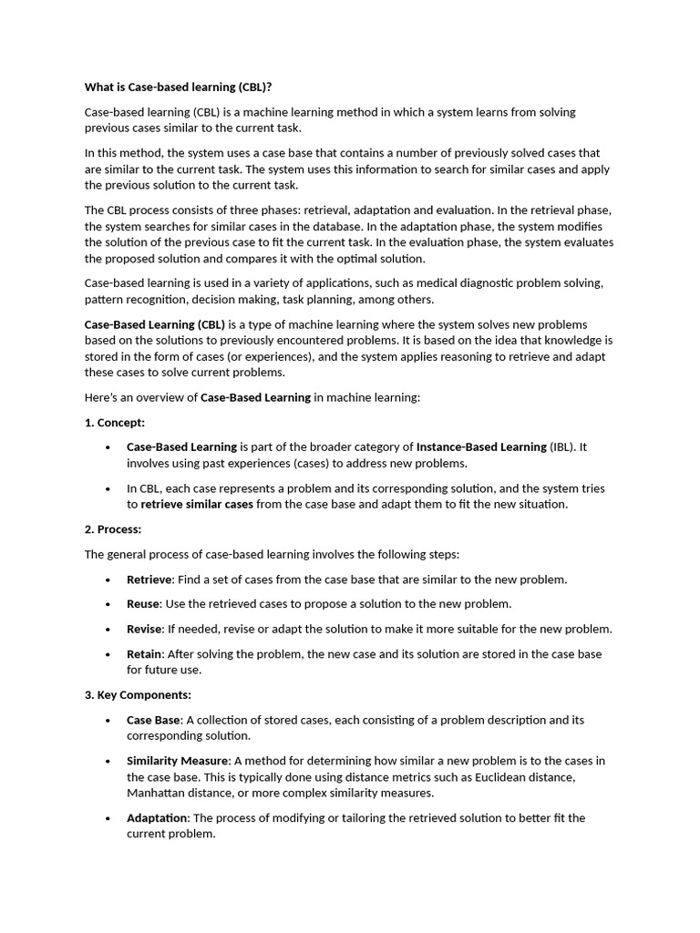 Understanding Case-Based Learning in AI | PDF | Learning | Machine Learning