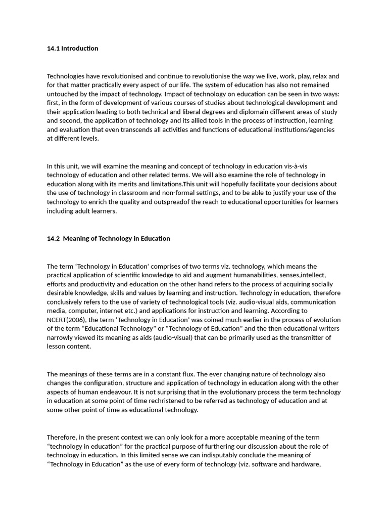 Impact of Technology on Education | PDF | Educational Technology | Learning