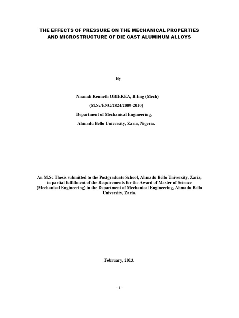 The Effects of Pressure On The Mechanical Properties and Microstructure ...