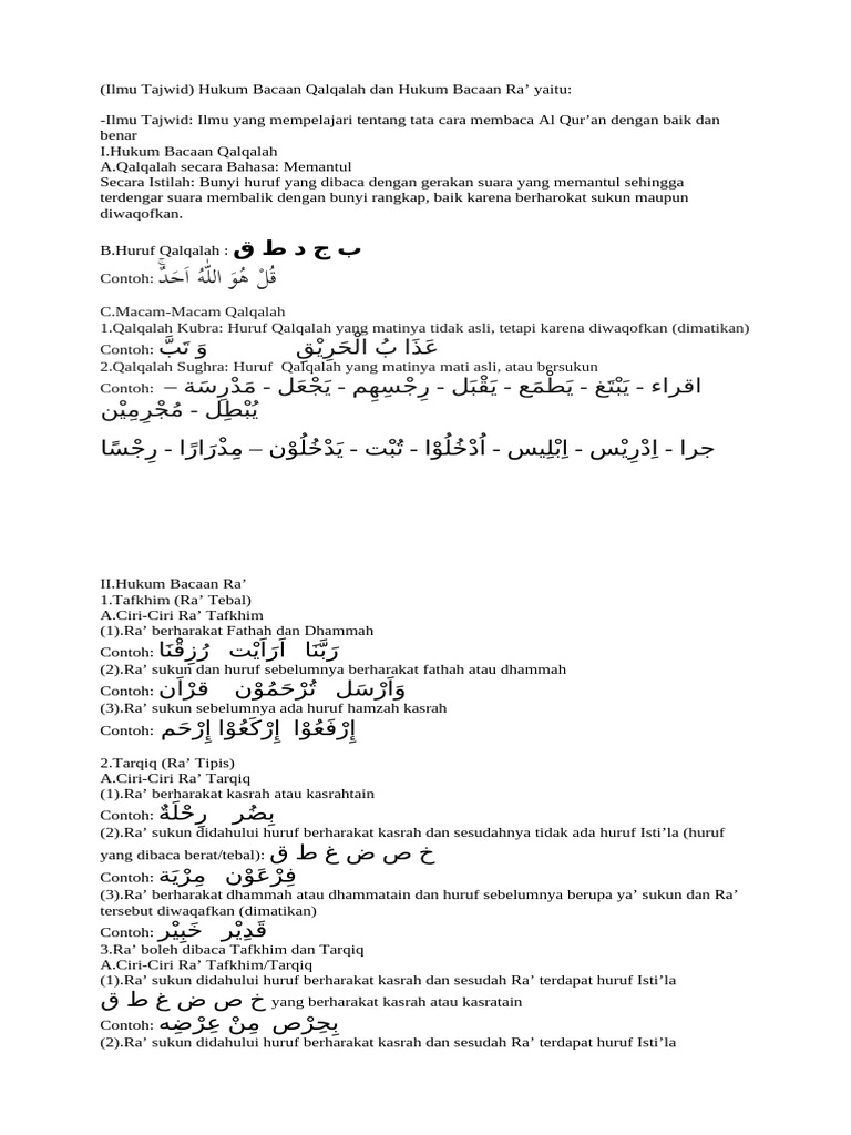 Ciri-Ciri Qalqalah dan Ra' dalam Tajwid | PDF