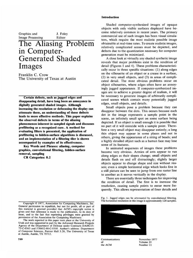 The Aliasing Problem in Computer-Generated Shaded Images | PDF | Vertex ...