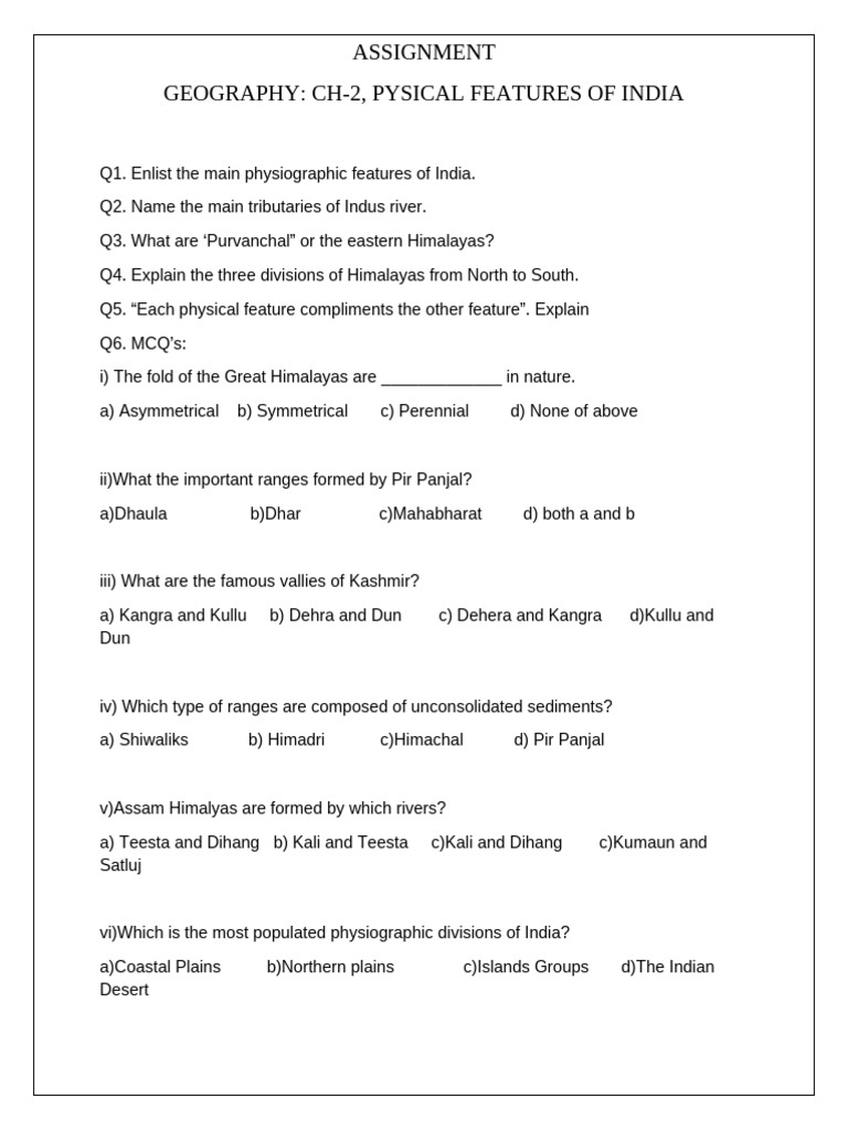 Key Physiographic Features of India | PDF | Himalayas | Earth Sciences