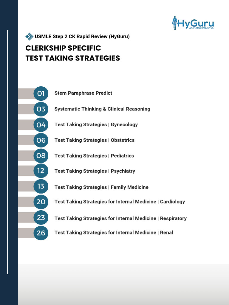Clerkship Specific Test Taking Strategies (USMLE Step 2 CK) PDF