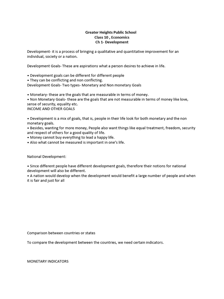 Development Notes | PDF | Human Development Index | Economic Development