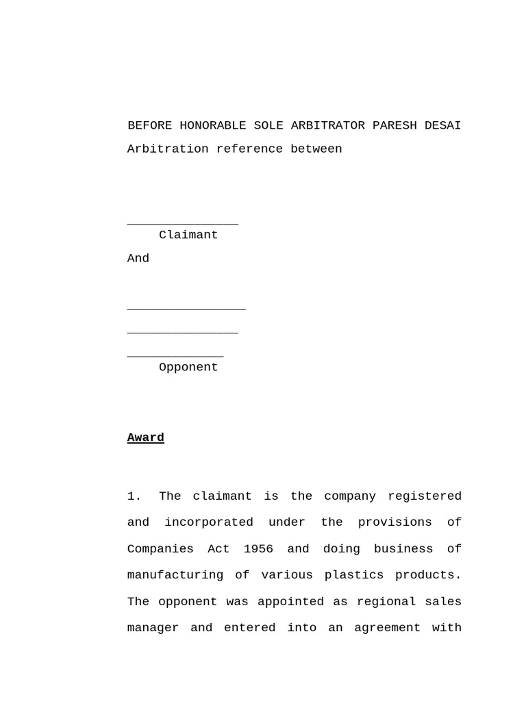 Arbitration Award on Employment Dispute | PDF | Damages | Arbitration