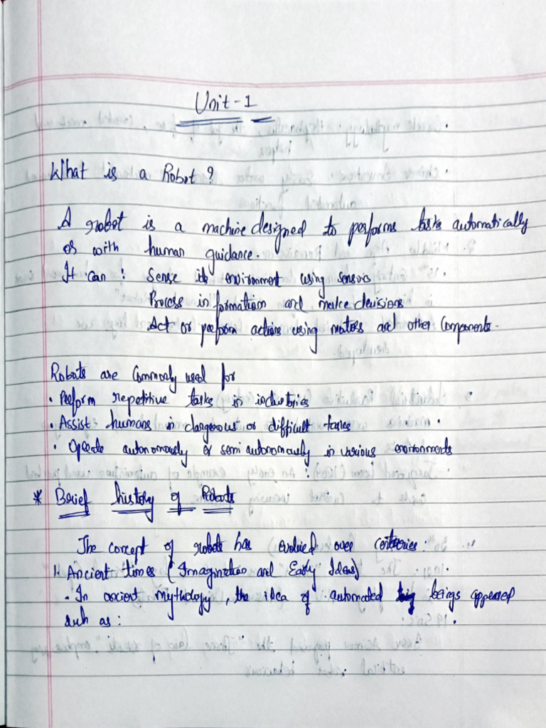 Robotics Unit 1 Notes | PDF