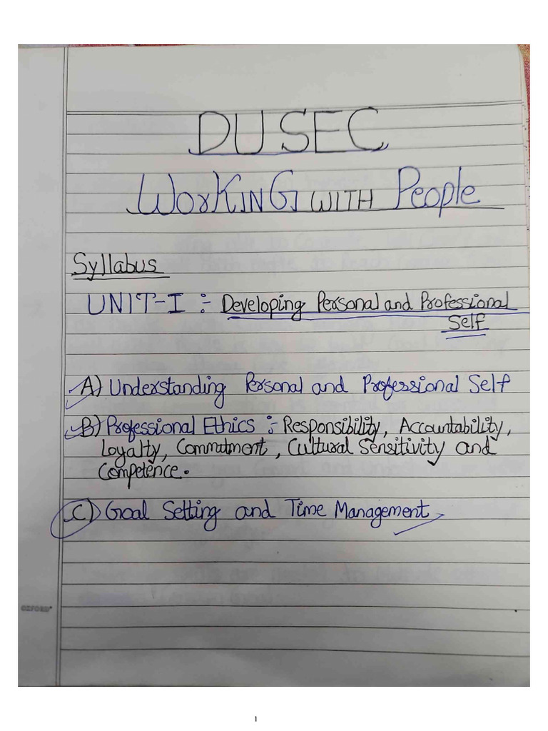 Du Sec Working With People Notes! | PDF