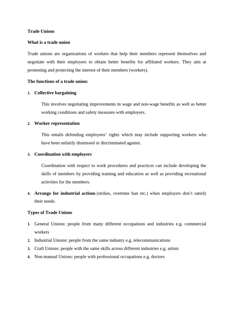 Trade Unions | PDF | Trade Union | Strike Action