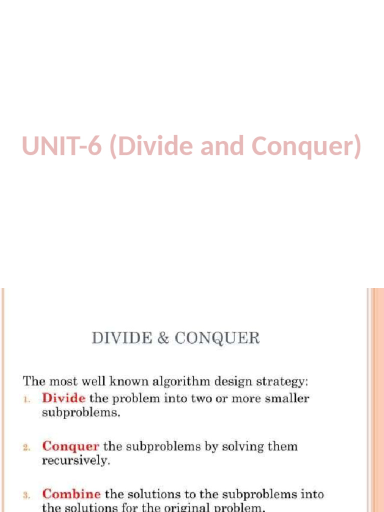 Divide and Conquer UNIT6 | PDF