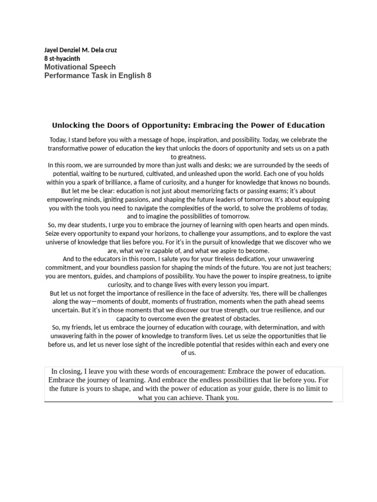 Embracing Education's Transformative Power | PDF | Behavior ...