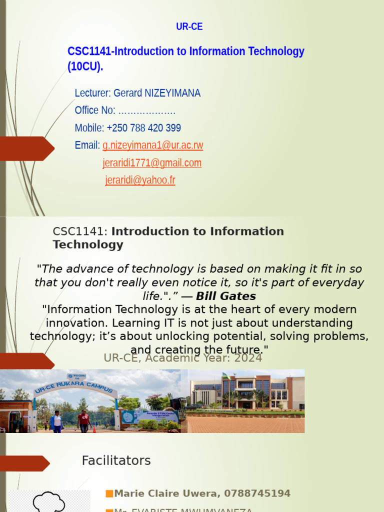 Introduction to Information Technology Course | PDF | Computer Data ...