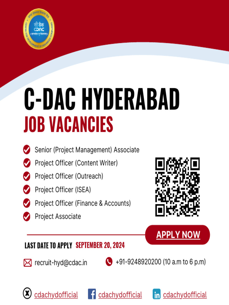 C-DAC Hyderabad Job Vacancies | PDF