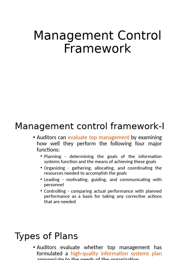 6 Management Control Framework 25-07-2024 | PDF | Strategic Planning ...