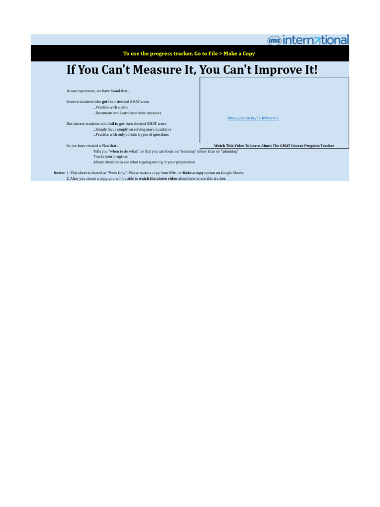 IMS International's GMAT Progress Tracker (OG 24-25) | PDF | Graduate ...