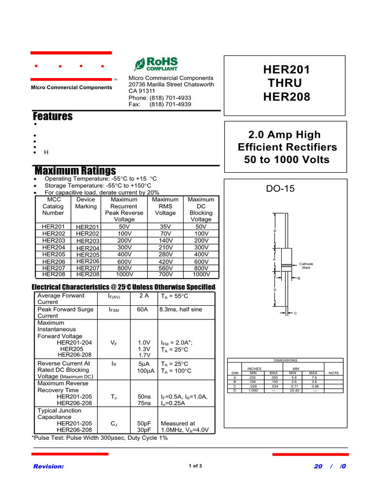 HER207 | PDF | Capacitor | Rectifier