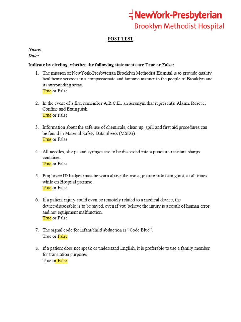 EMT Post Test: Patient Safety Protocols | PDF | Patient | Health Sciences