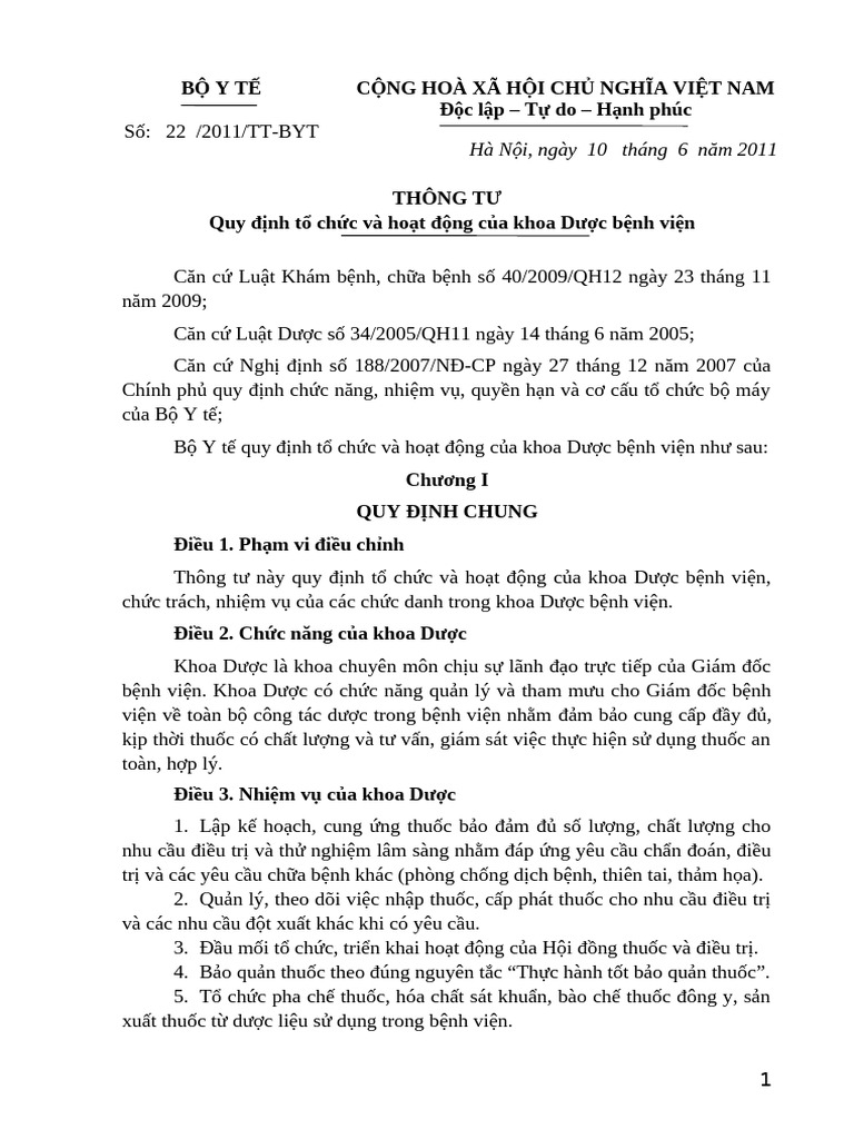 Thong Tu 22 2011 TT BYT | PDF