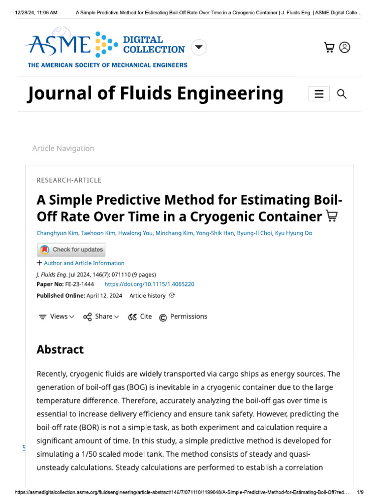 A Simple Predictive Method For Estimating Boil-Off Rate Over Time in A ...
