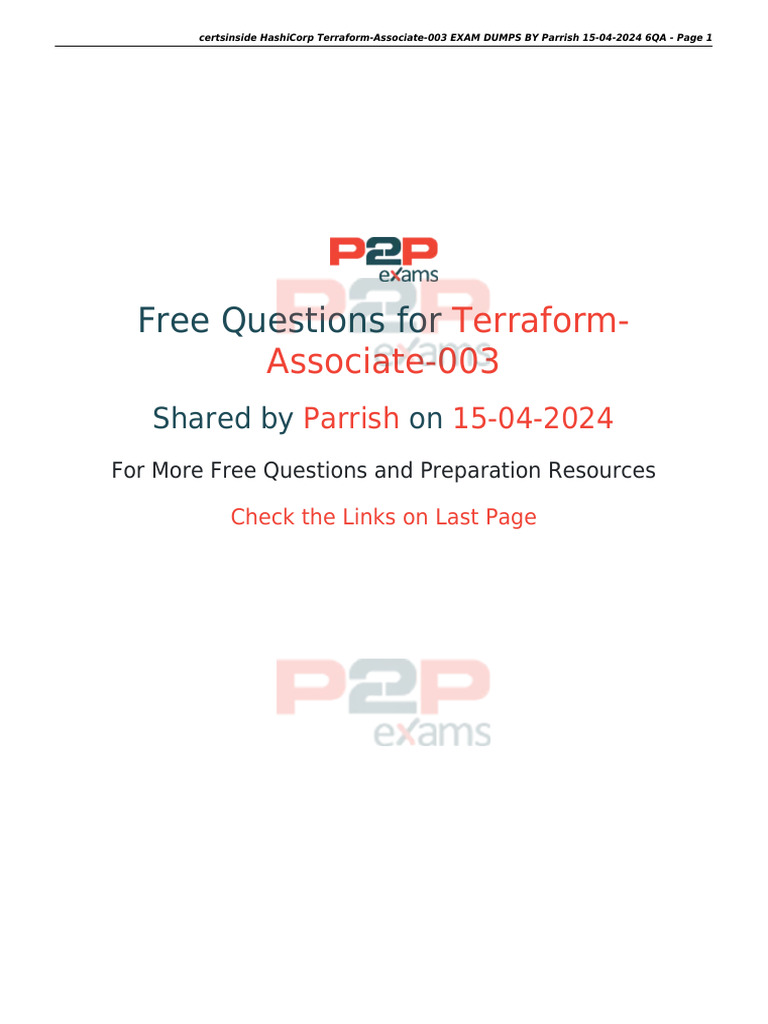 Terraform Associate 003 Exam Dumps Guide | PDF | Version Control ...