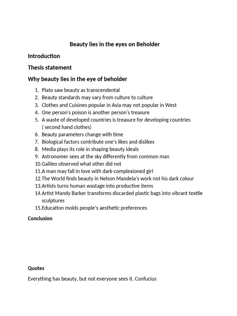 Beauty in the Eye of the Beholder | PDF