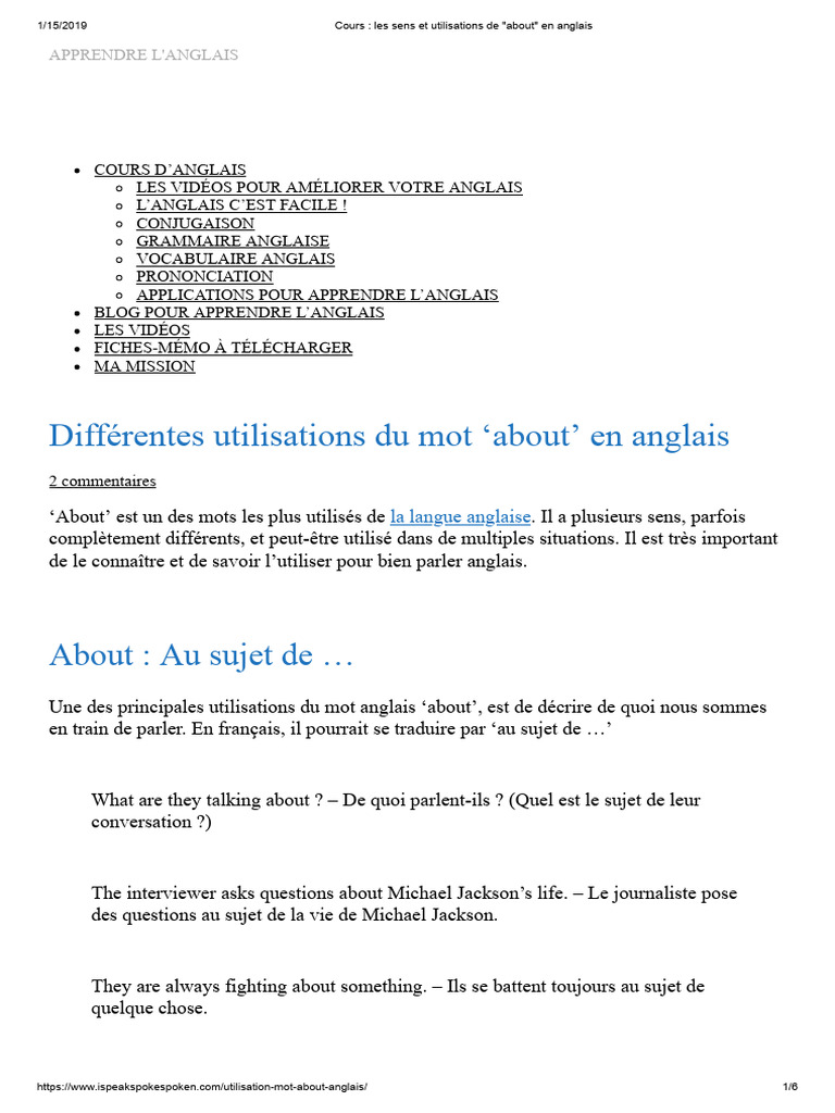 Utilisations du mot 