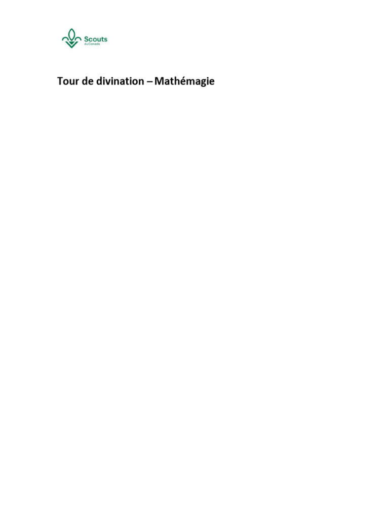 Tour de divination par mathémagie | PDF