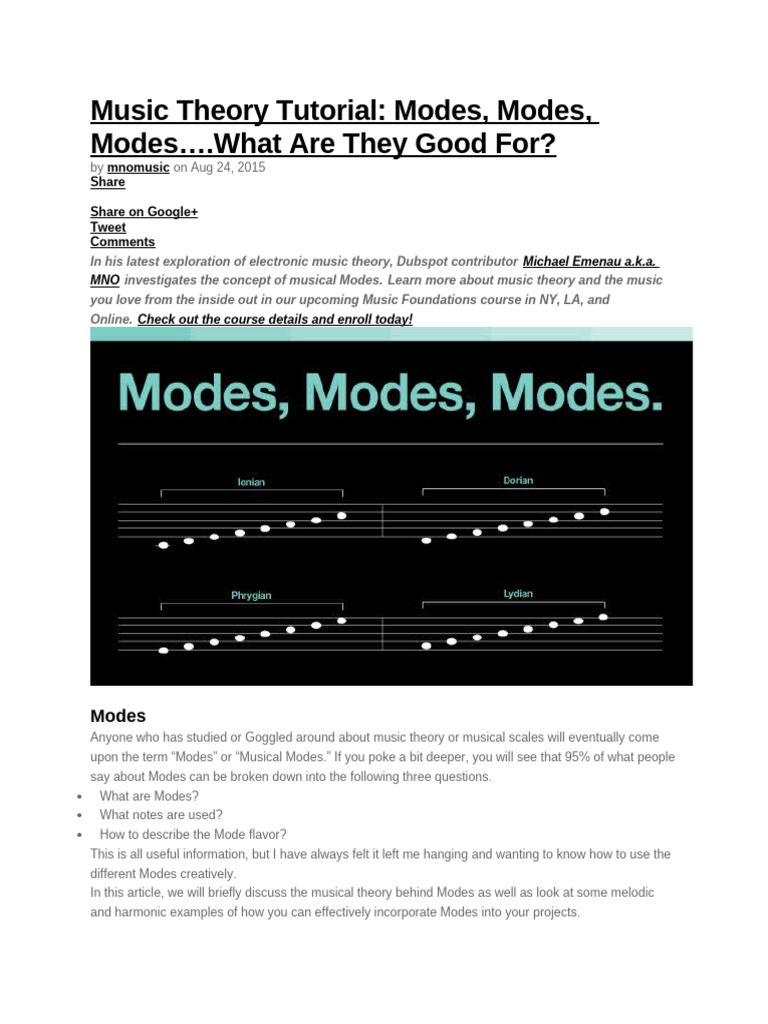 Understanding Musical Modes for Beginners | PDF | Mode (Music ...