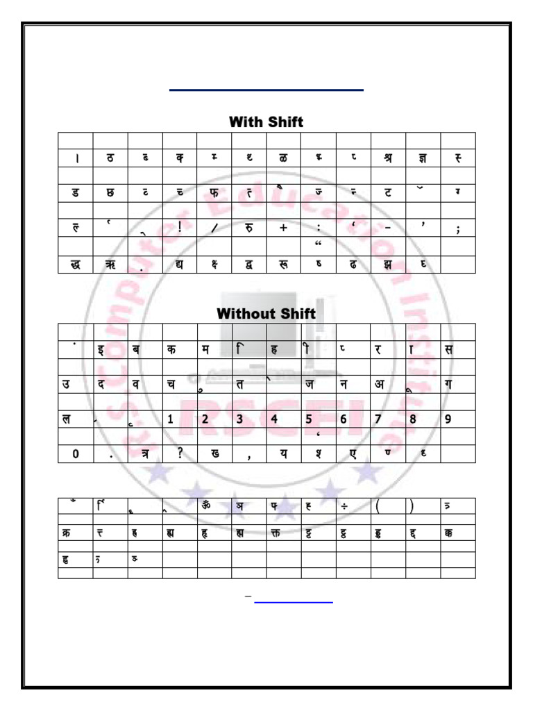 Hindi Typing Chart PDF