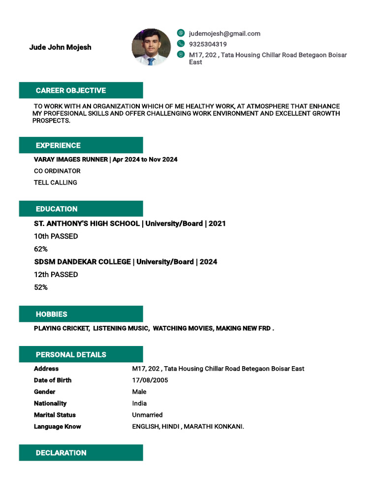 Jude John Mojesh - Resume Overview | PDF