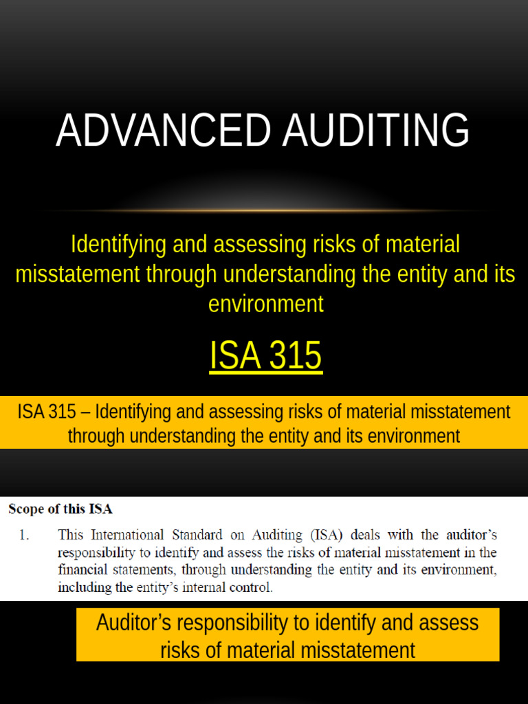 AA - 4 Risk Assessment-315 | PDF | Internal Control | Risk